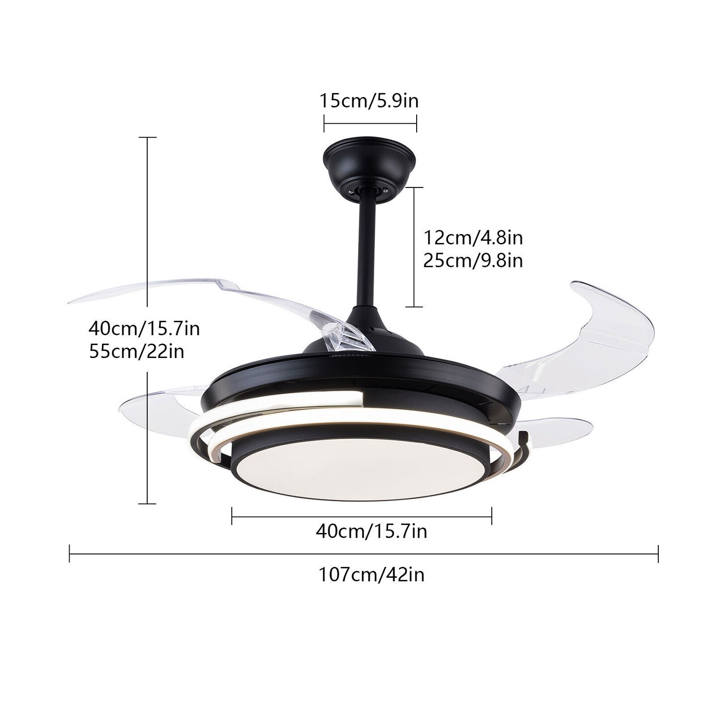 Kitcheniva 42inch Retractable Ceiling Fans Lights With Remote