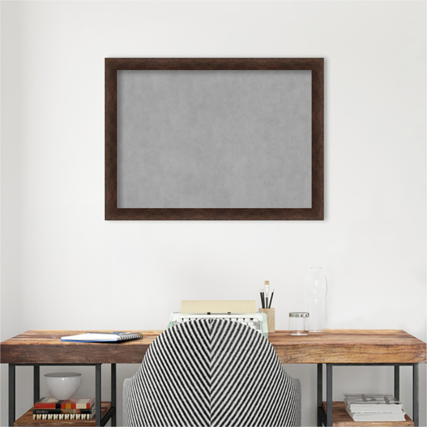Warm Walnut Narrow Wood Framed Magnetic Board