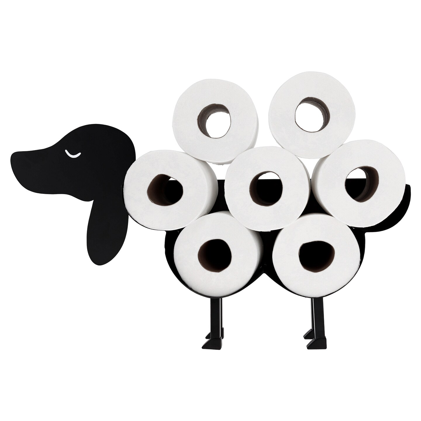 7Penn Black Dog 8 Roll Funny Toilet Paper Holder Shelf for Bathroom Storage