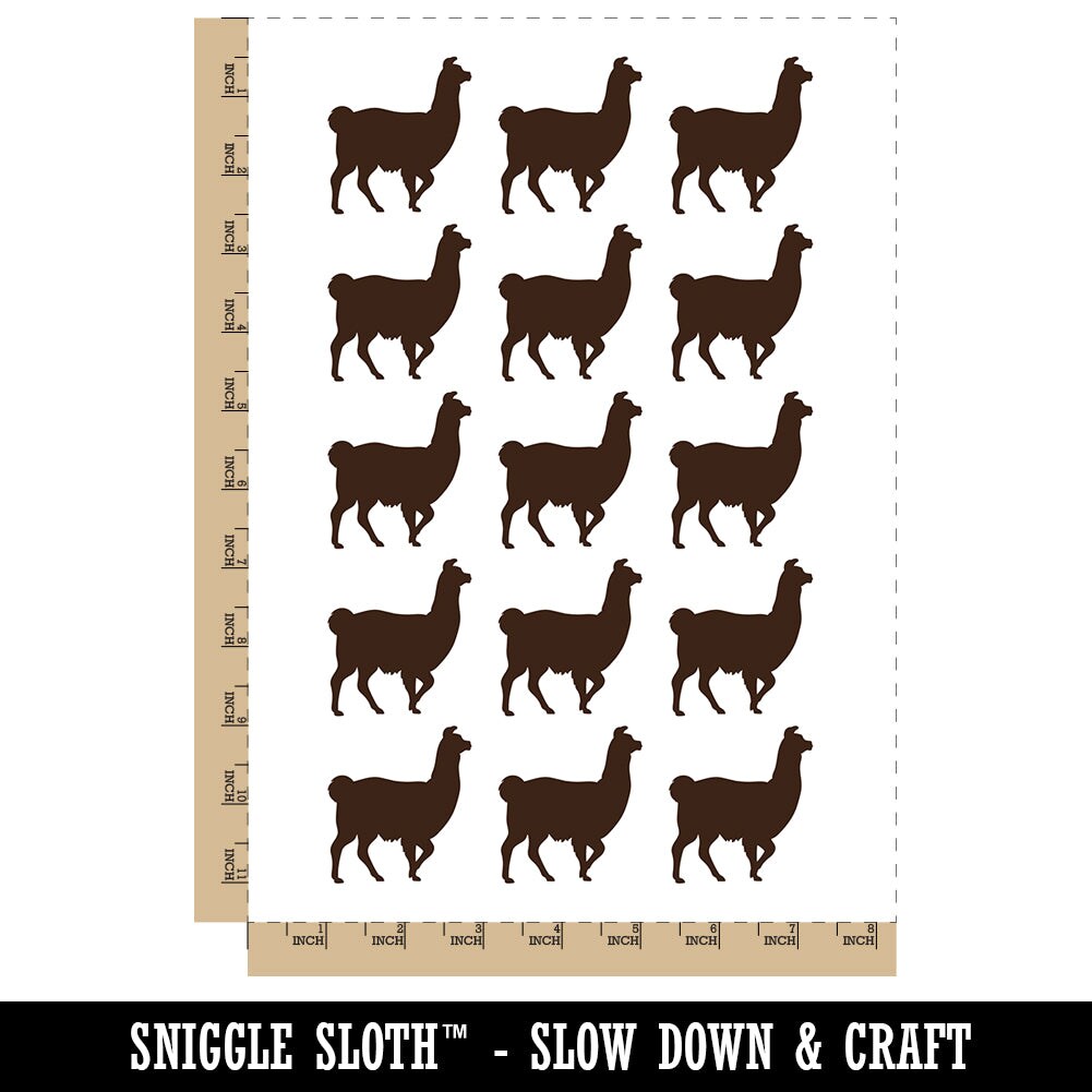 Llama Silhouette Temporary Tattoo Water Resistant Fake Body Art Set Collection (1 Sheet)