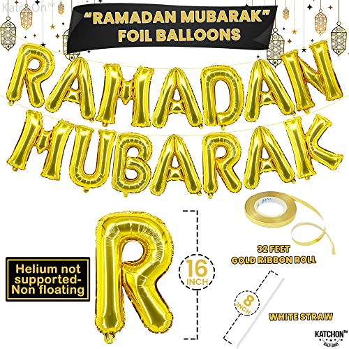 KatchOn, Ramadan Mubarak Balloons Set - Pack of 40 | Ramadan Balloon Decoration | Moon and Star Ramadan Decorations Balloon | Ramadan Mubarak Decorations | Eid Decorations for Home, Ramadan Balloons