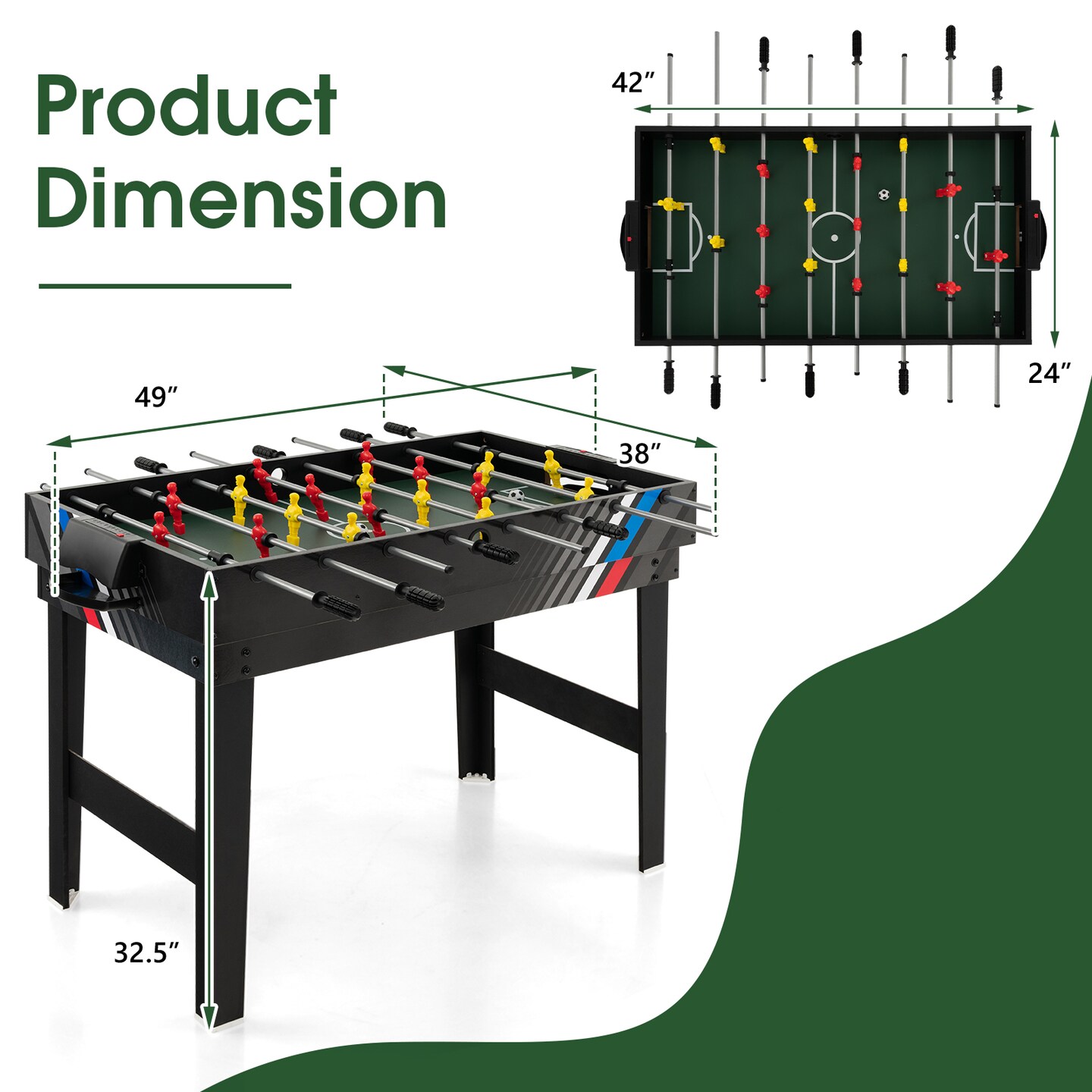 Costway 4-in-1 Combo Game Table 49" Foosball with Pool Billiards Air Hockey Table Tennis