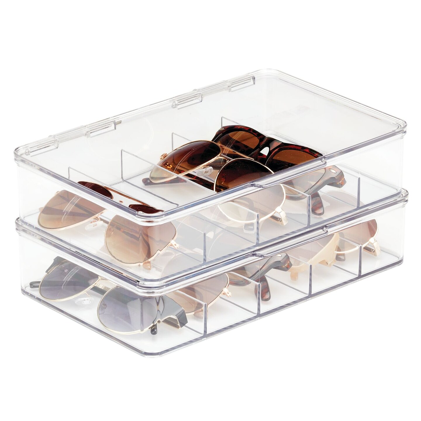 mDesign Plastic Stackable Eyeglass Storage Organizer, 5 Sections