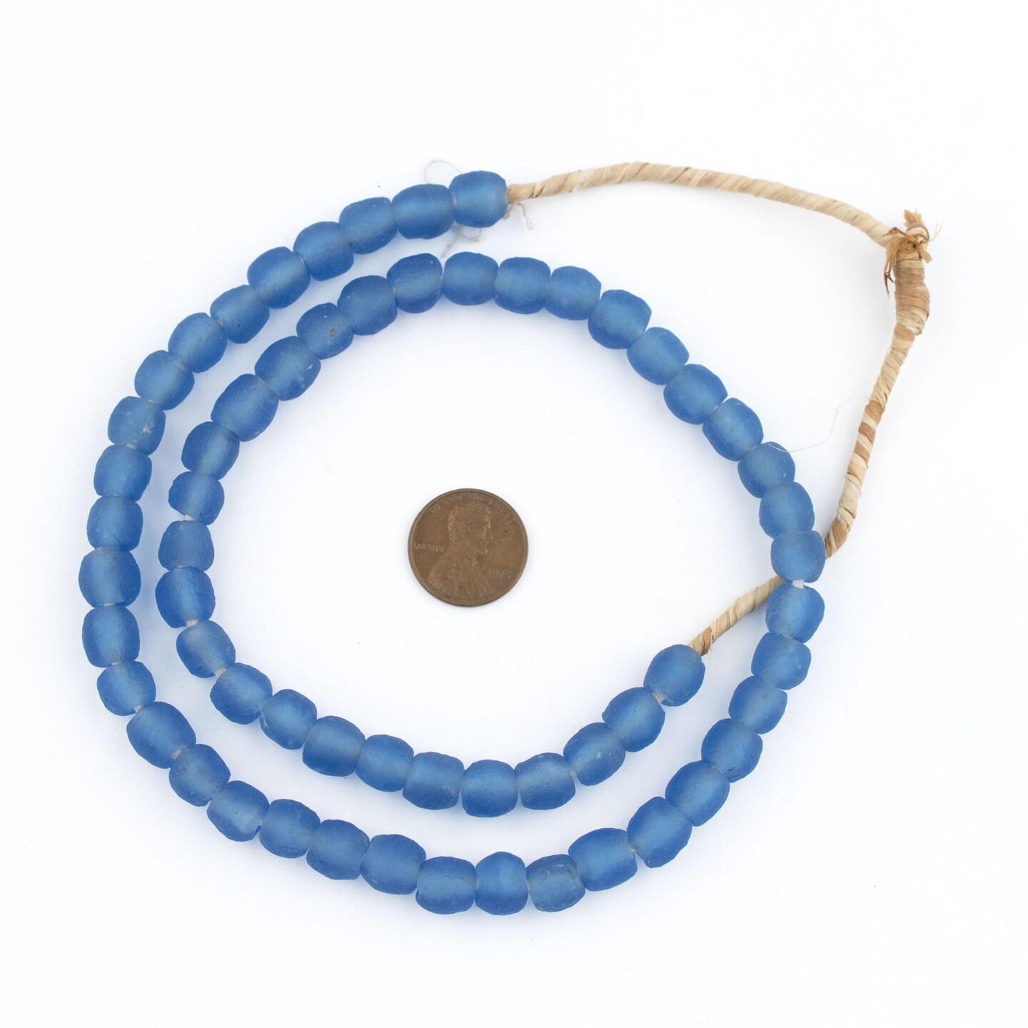 TheBeadChest African Recycled Glass Beads, Strand, For Jewelry Making, Home Decor, Handmade in Ghana (9mm, Blue)