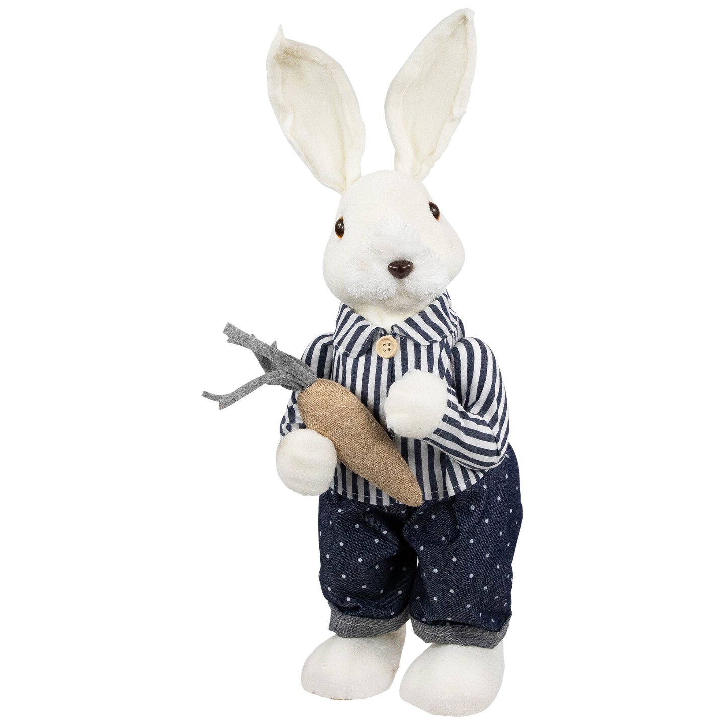 Northlight Standing Boy Bunny with Carrot Easter Figure - 19&#x22; - Navy Blue
