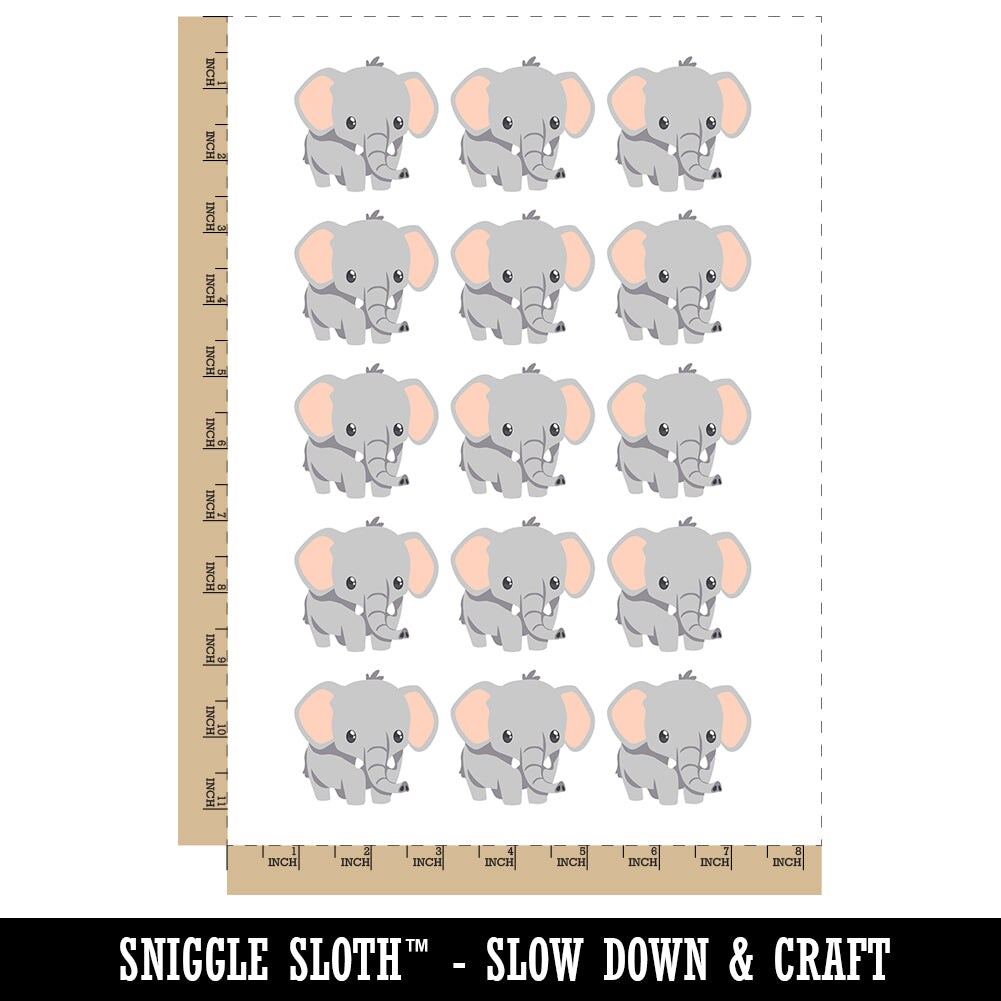 Cute Baby Elephant Temporary Tattoo Water Resistant Fake Body Art Set Collection (1 Sheet)