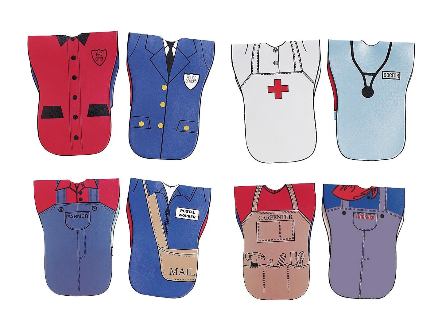 Childcraft Reversible Role Play Vests, Occupations, Set of 4