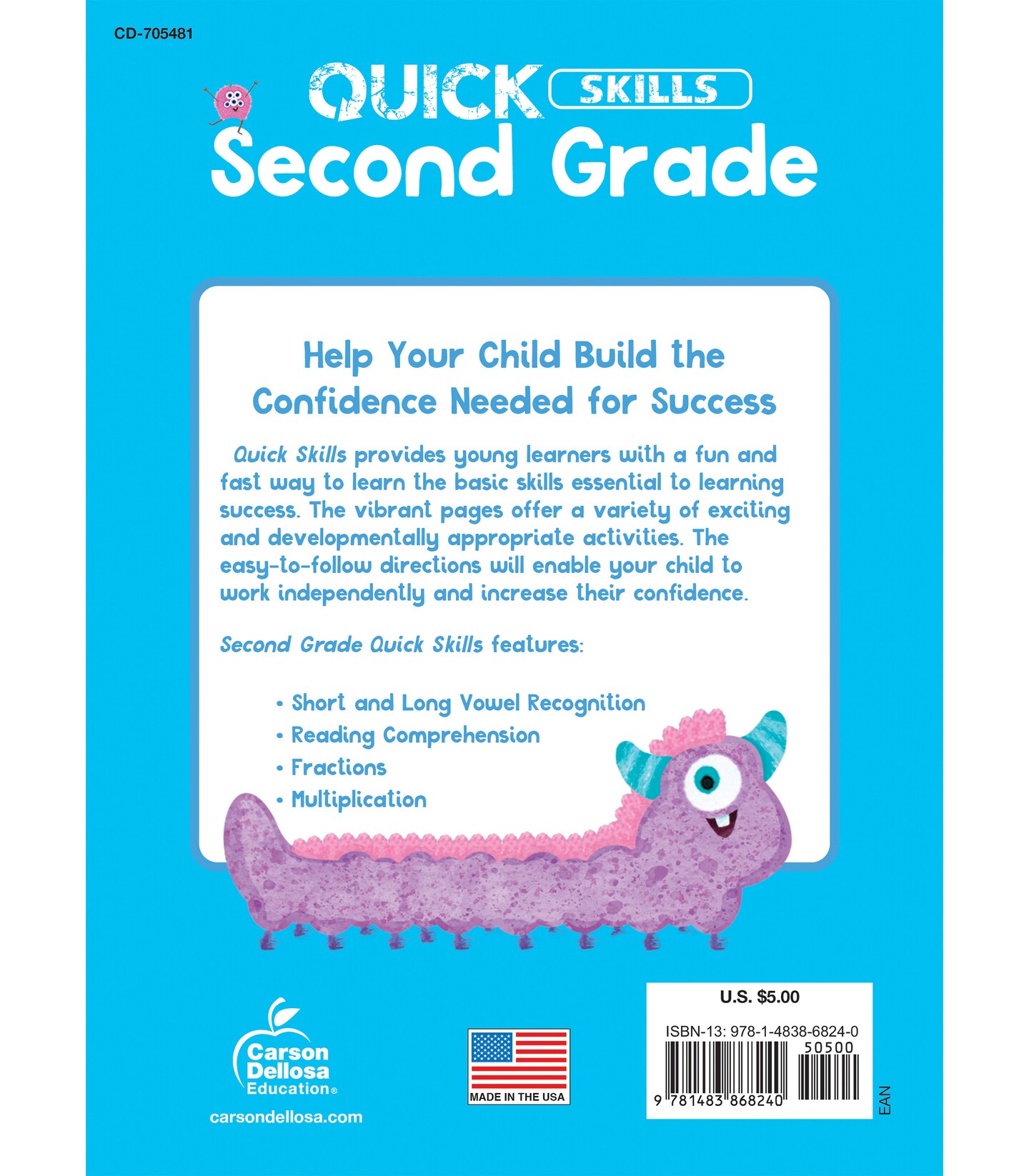 Carson Dellosa Quick Skills 2nd Grade Workbooks All Subjects, Reading Comprehension, Writing, ELA, Math Second Grade Workbook, Fractions, Multiplication, Vowels, Classroom or Homeschool Curriculum