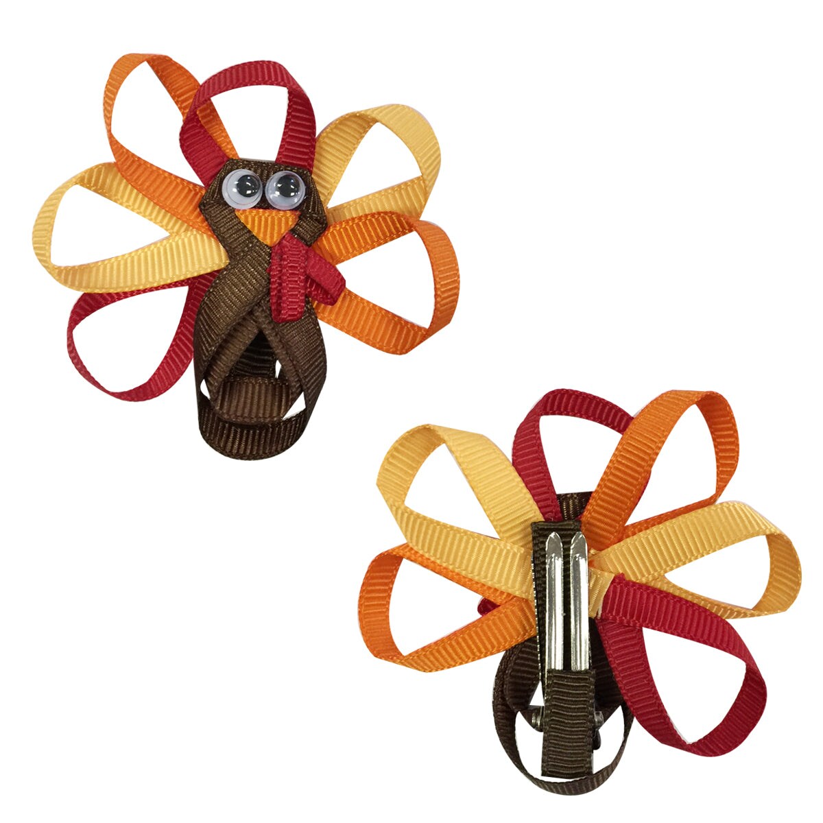 Wrapables Duck, Turkey, Elephant, Pig Ribbon Sculpture Hair Clips with Leopard Hair Clip / Hair Bow Holder, Purple