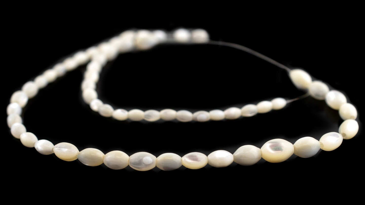 TheBeadChest Graduated Oval Mother of Pearl Beads (4-8mm)