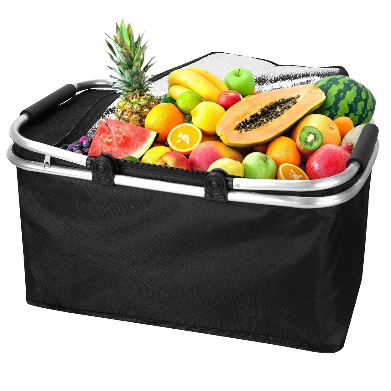 SKUSHOPS 30L Insulated Picnic Basket Cooler Collapsible Food Delivery Storage Bag Grocery Market Basket Heat and Cool Insulation