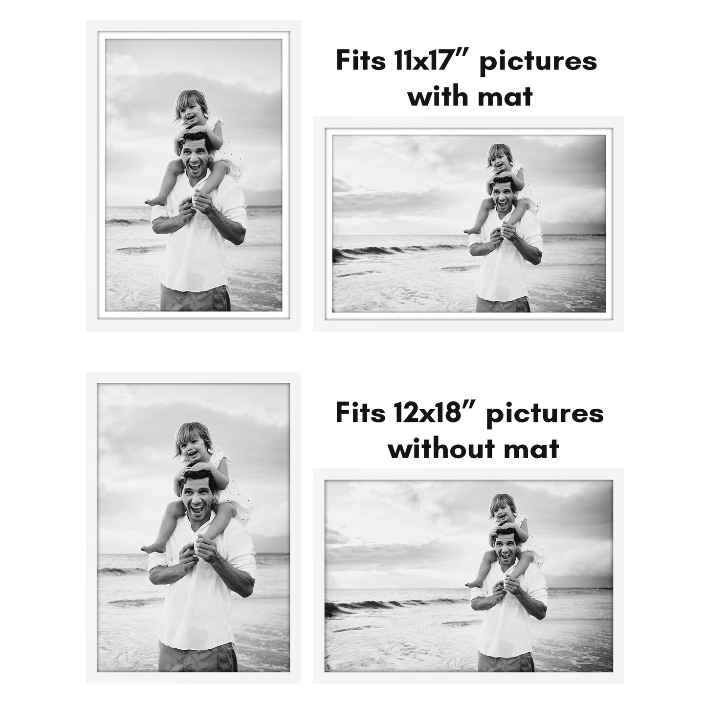 Americanflat Picture Frame Set with Mat - Set of 5 - Photo Frame Set of Five for Wall Display - Plexiglass Cover - Hanging Hardware