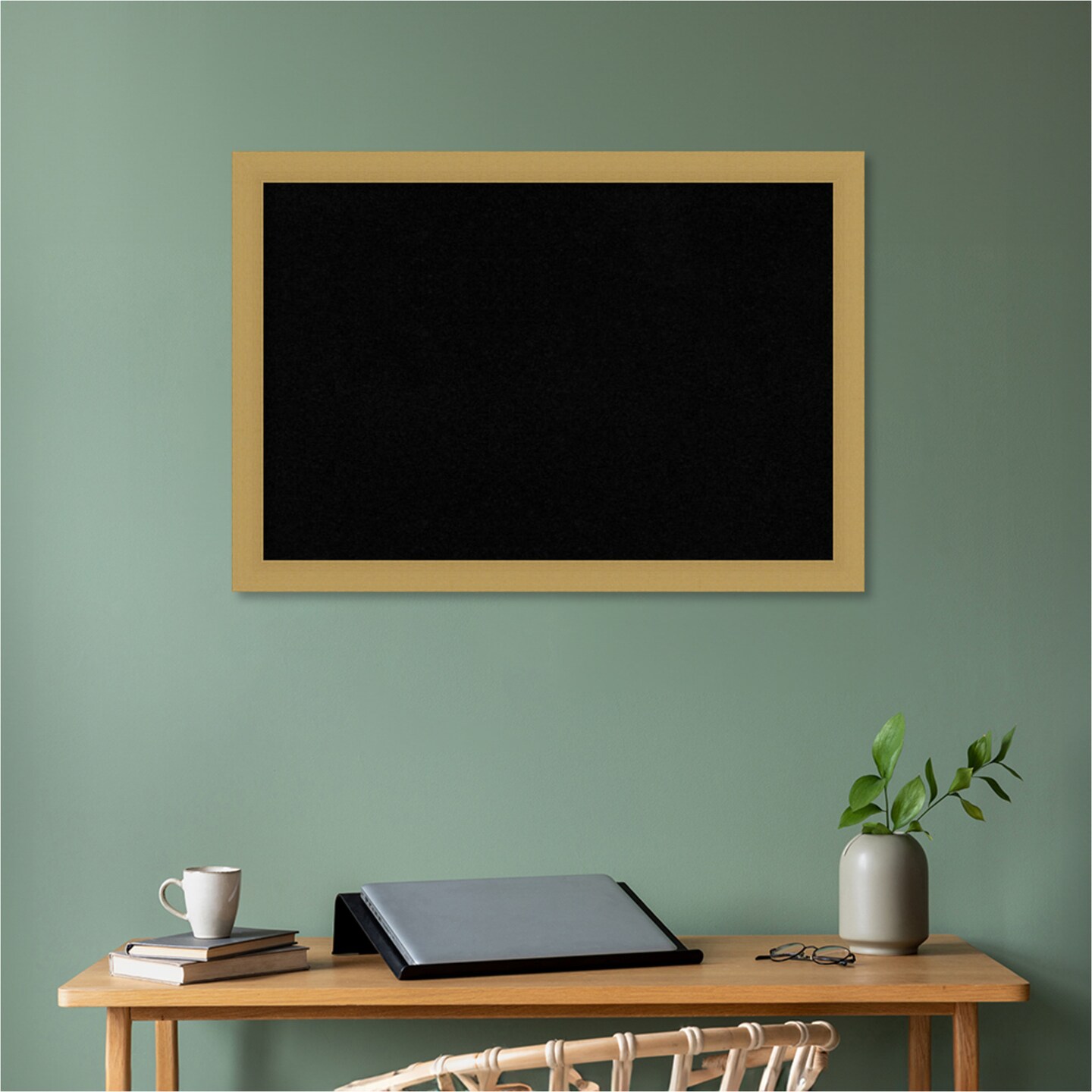 Grace Brushed Gold Framed Corkboard, Black Cork
