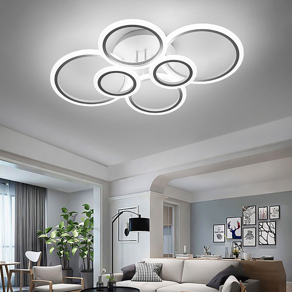 Kitcheniva 6 Rings Modern Dimmable Acrylic Chandelier Fixture