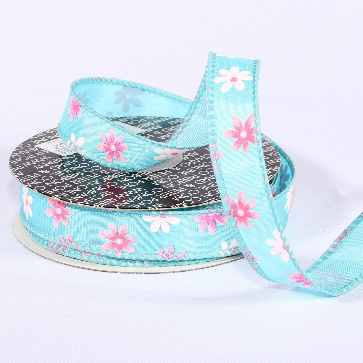 The Ribbon People Blue and Pink Floral Wired Craft Ribbon 0.5&#x22; x 40 Yards