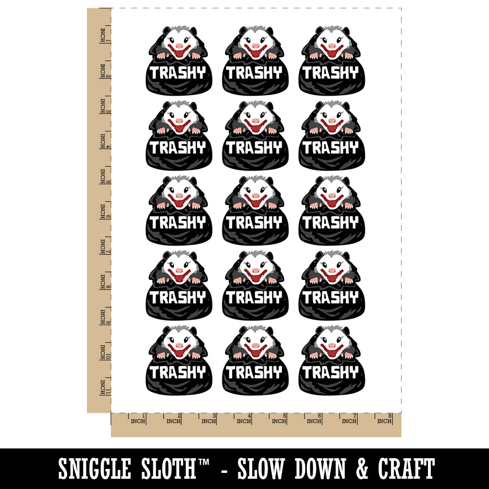 Trashy Opossum in Trash Garbage Bag Temporary Tattoo Water Resistant Fake Body Art Set Collection (1 Sheet)