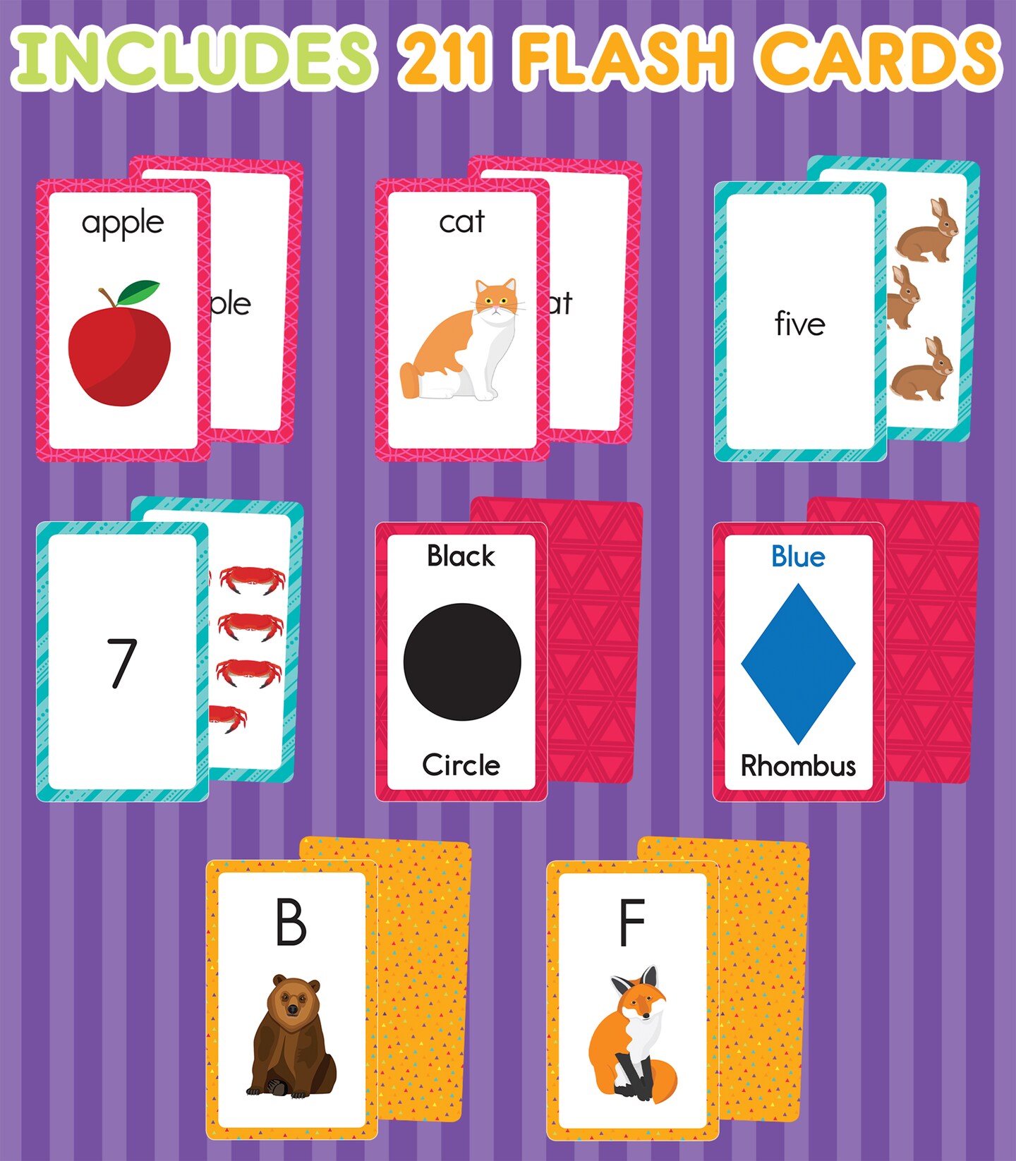 Carson Dellosa 216 Toddler Flash Cards, 4 Pack of Sight Words, Alphabet, Numbers, Colors and Shapes Flashcards Ages 4 and Up, Phonics and Math Kindergarten and Preschool Learning Activities