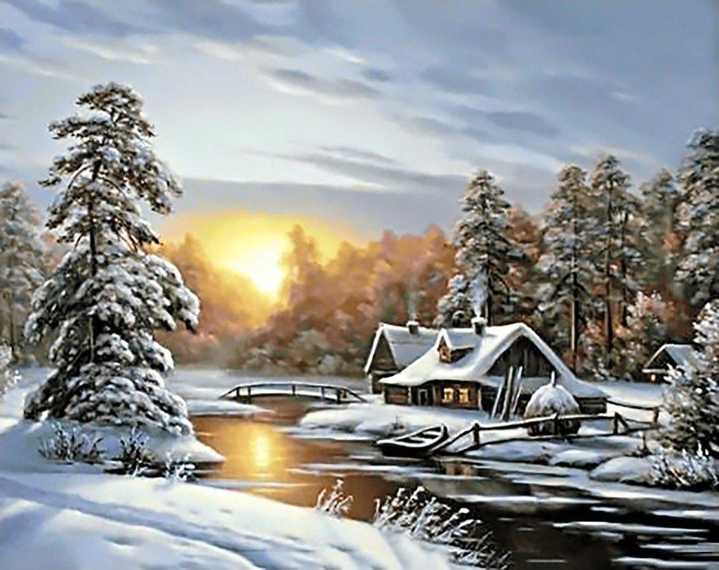 Winter Sunrise WD105 18.9 x 14.9 inches Wizardi Diamond Painting Kit