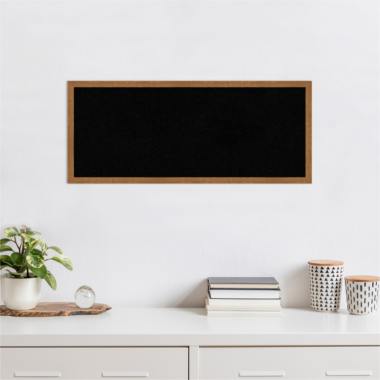 Carlisle Narrow Wood Framed Corkboard, Black Cork