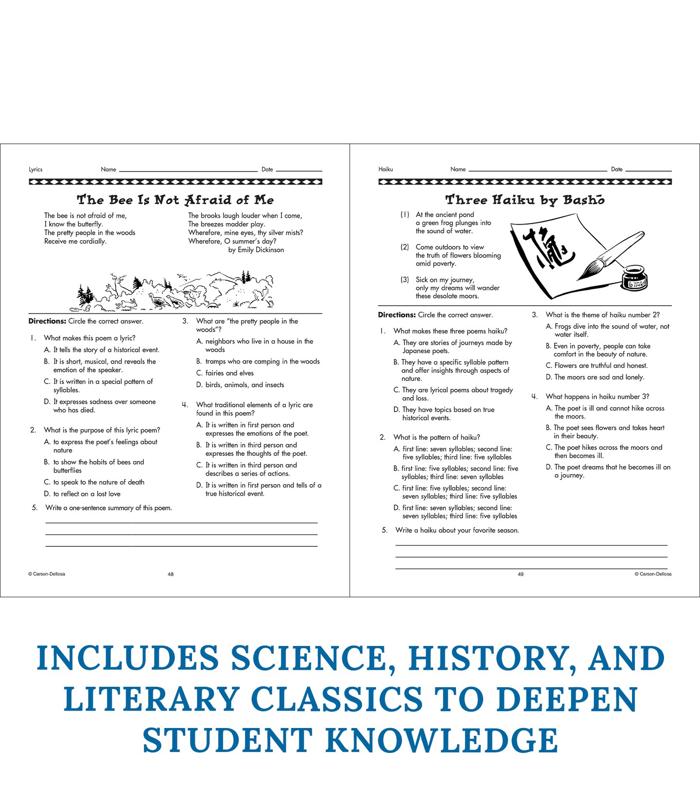 Carson Dellosa The 100+ Series: Grade 7-8 Reading Comprehension Workbook, Vocabulary, Biography,  Fiction &#x26; Nonfiction, 7th Grade &#x26; 8th Grade Reading Comprehension Classroom or Homeschool Curriculum