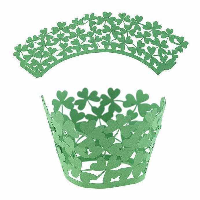 Green &#x22;Clover Leaf&#x22; Lace Cupcake Wrappers &#x26; Liners | 25 PC Set