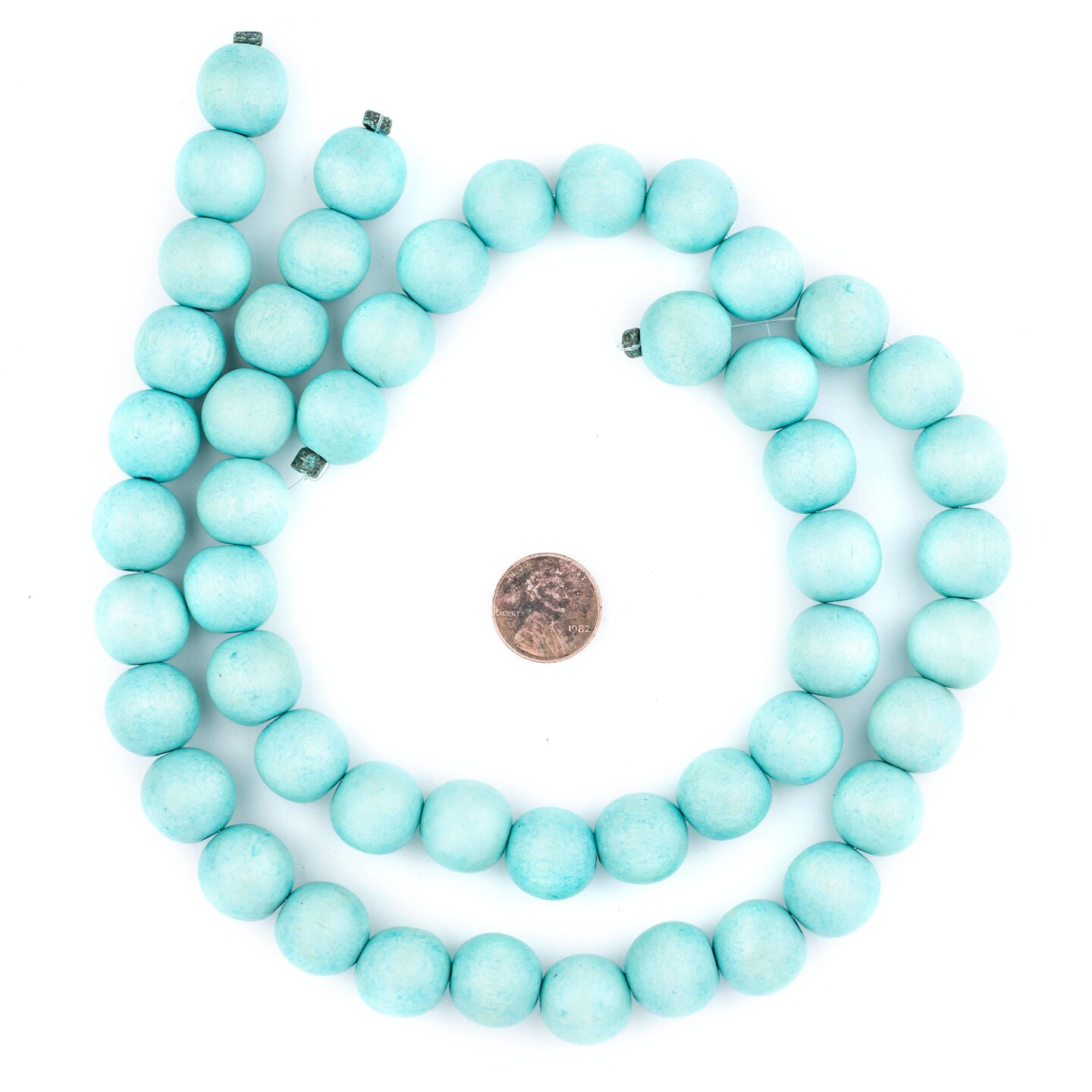The Bead Chest Natural 16mm Wooden Beads in Green - Turquoise for Jewelry Making – Round Loose Wood Spacer Beads I Approximately 25 Beads