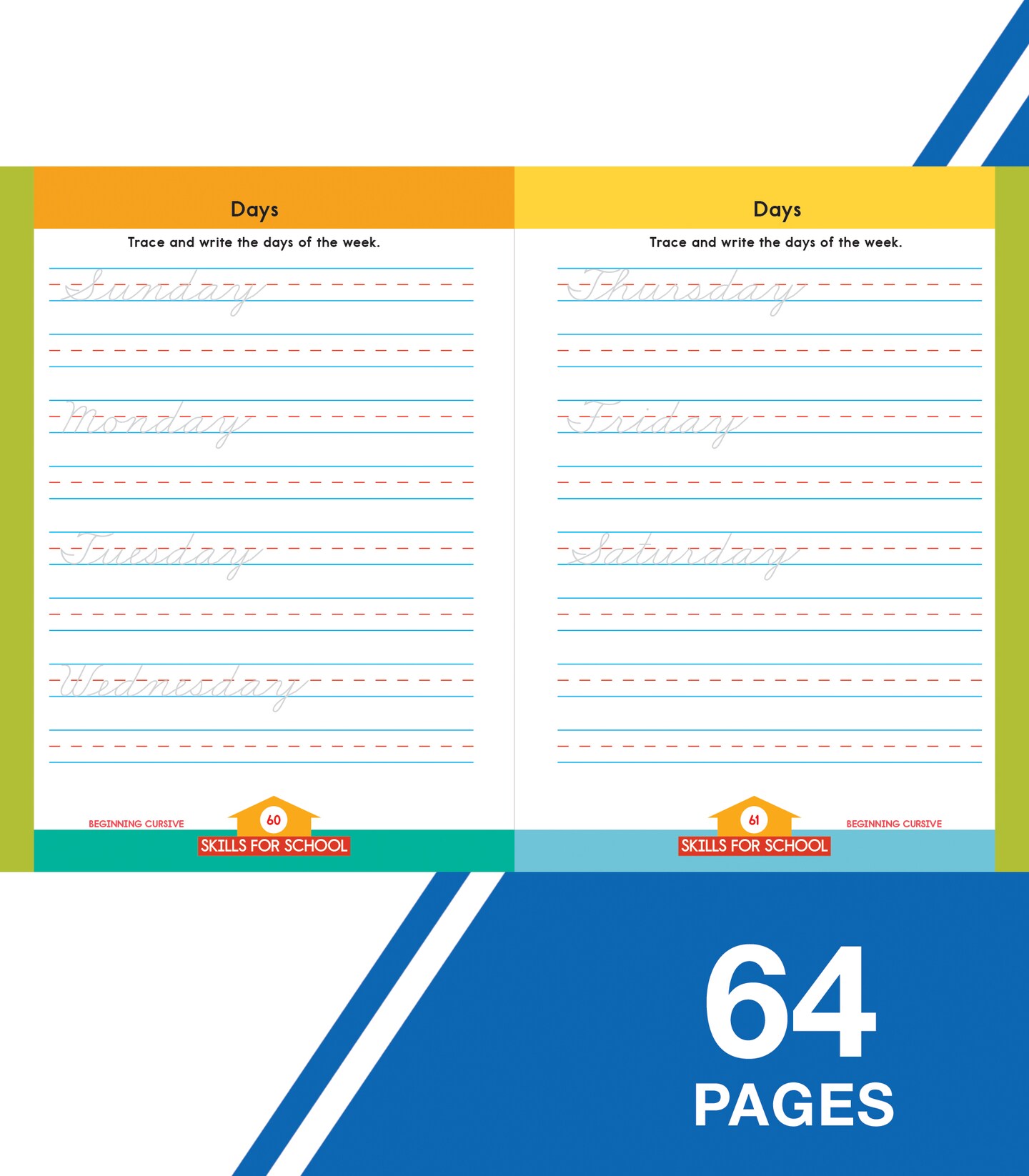 Carson Dellosa Skills for School: Beginning Cursive Workbook&#x2014;Grades 2-3 Cursive Writing Practice, Tracing Letters, Words, Sentences Writing Skills (64 pgs)