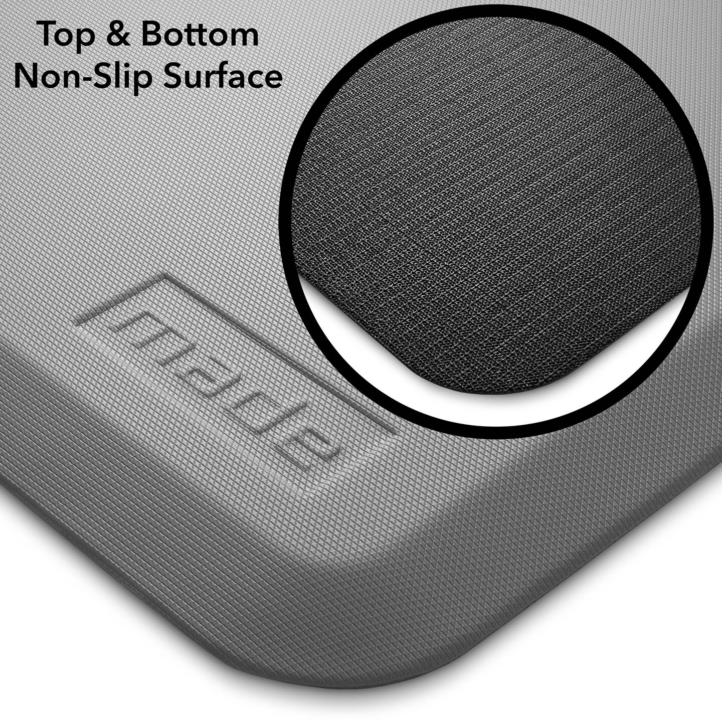 Made Medical 73" x 24" Bedside Non-Slip Fall Mat for Elderly - Fall Prevention Anti-Skid Pad with Beveled Edge Anti-Fatigue Floor Mat, Gray