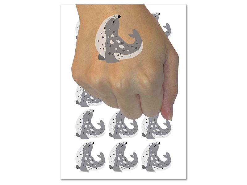 Yoga Seal Stretching Back Temporary Tattoo Water Resistant Fake Body Art Set Collection (1 Sheet)