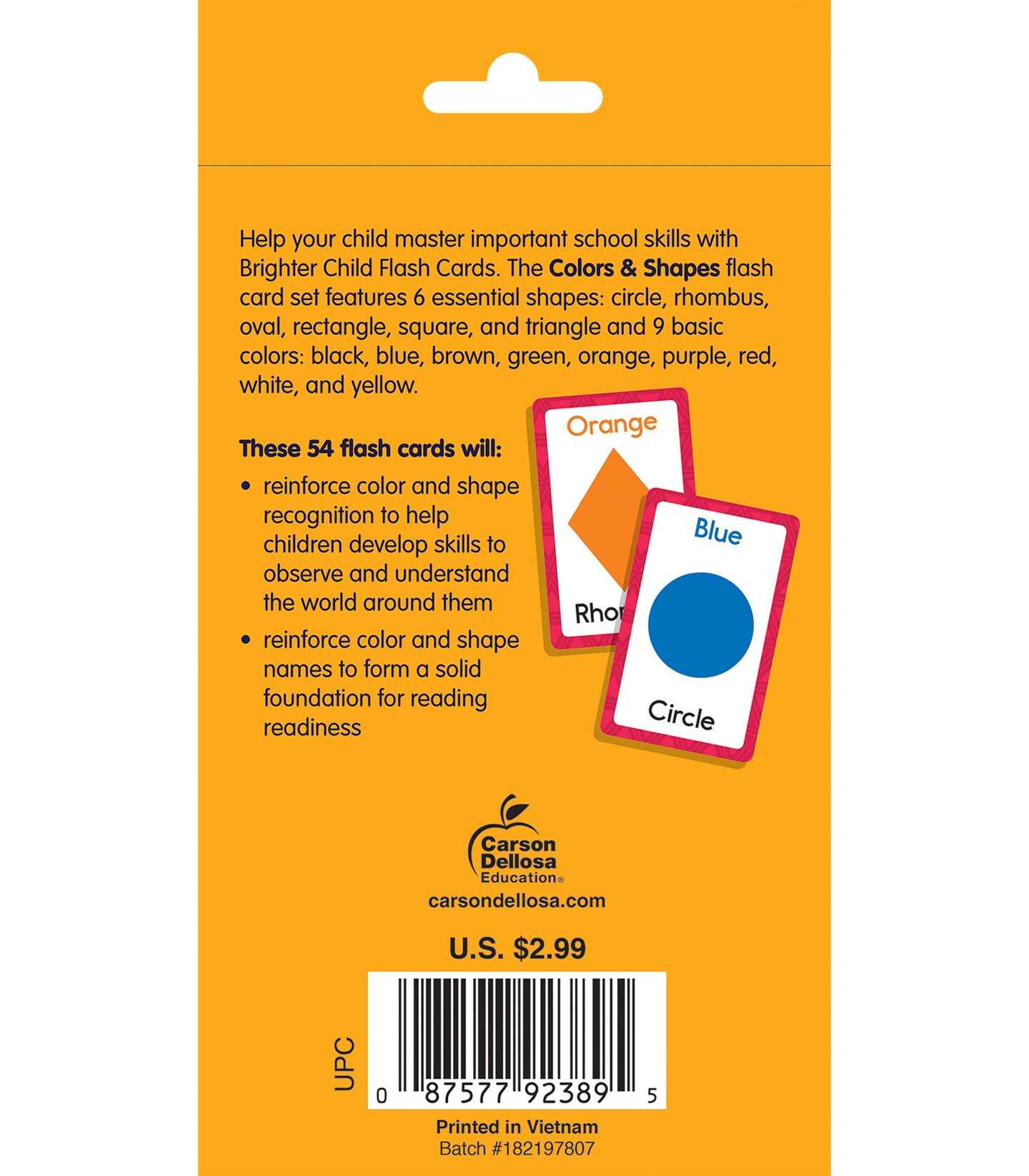 Carson Dellosa Colors and Shapes Flash Cards for Toddlers 2-4 Years, Shape Flash Cards and Primary Colors for Preschool, Kindergarten, Educational Games for Kids Ages 4+