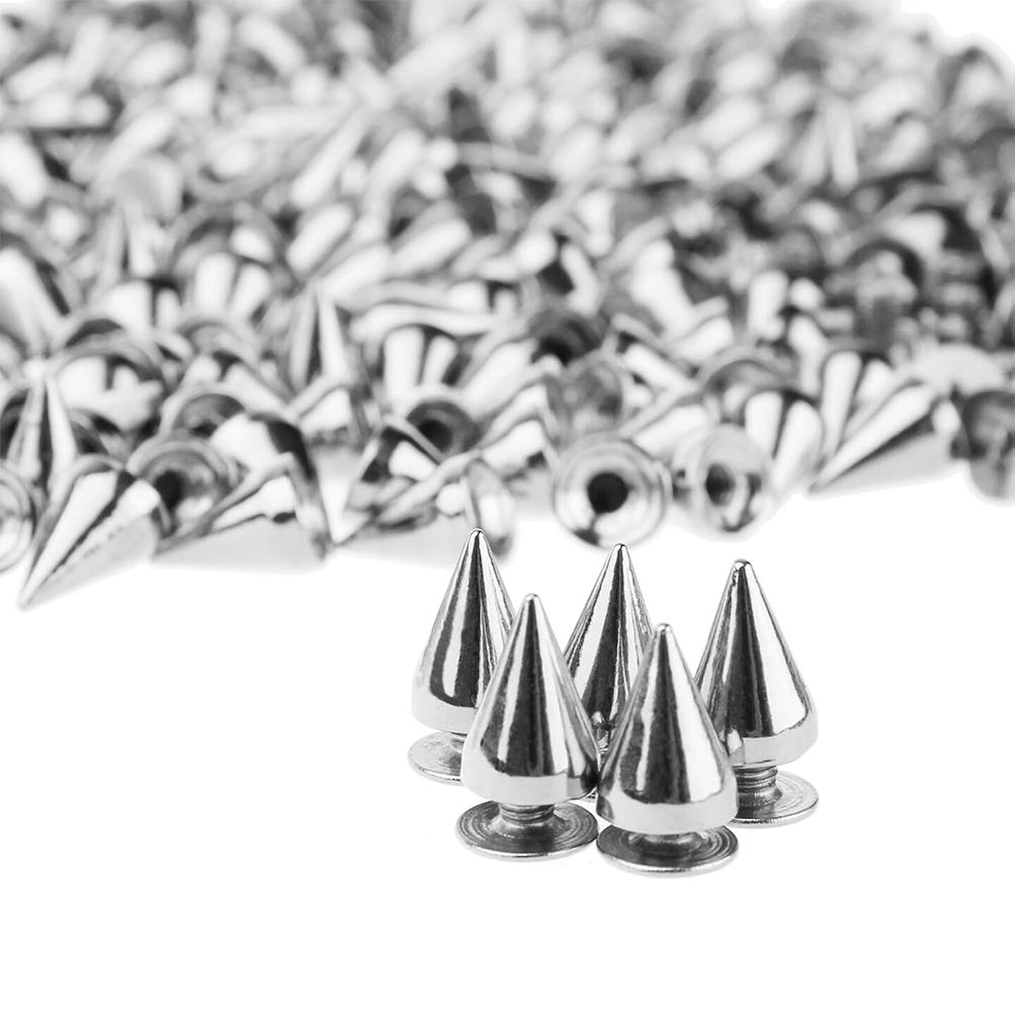 200 Sets/Pairs 9.5mm Silver Cone Spikes Screwback Studs DIY Craft Cool Rivets Punk