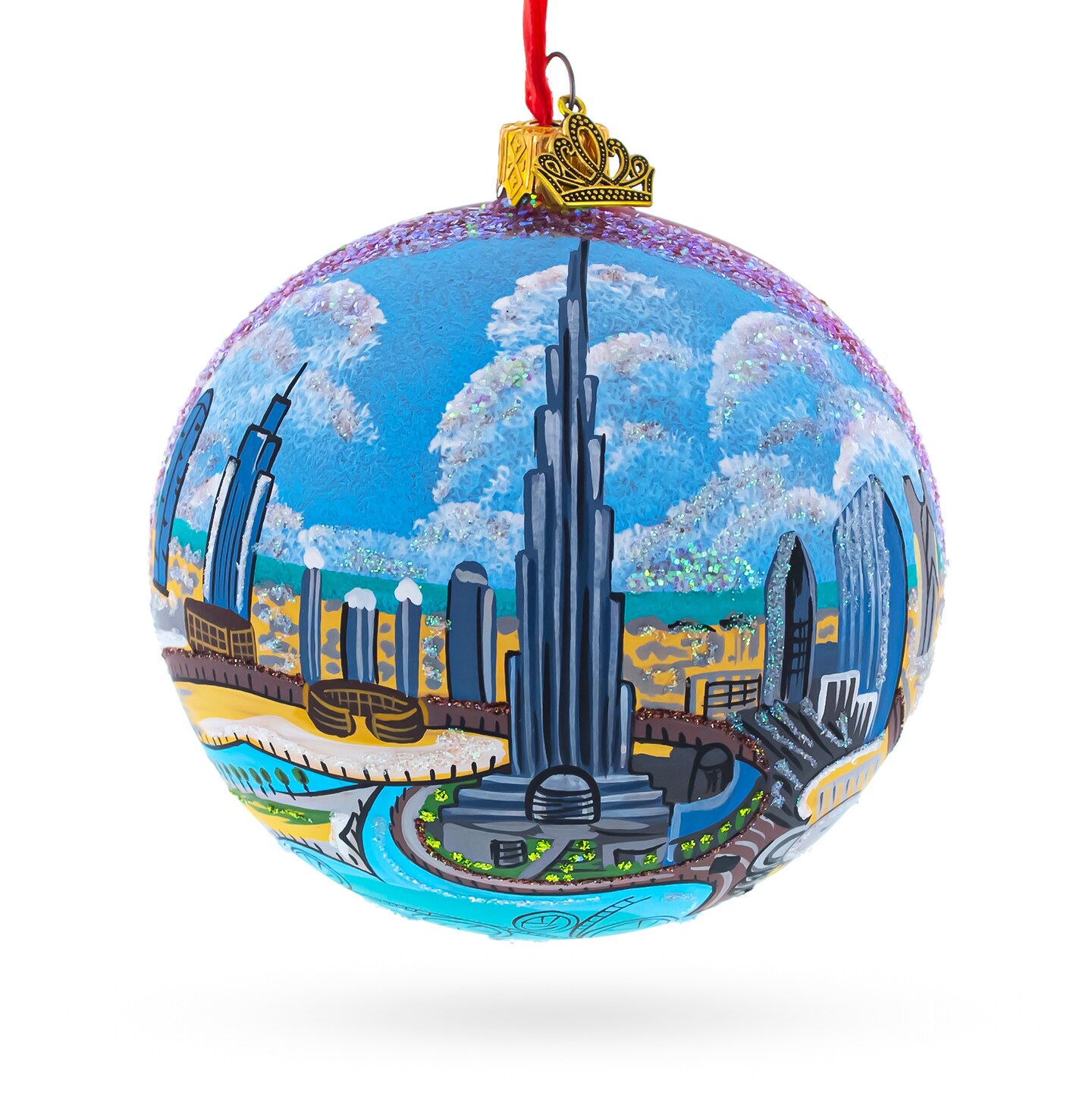 Burj Khalifa, Dubai, United Arab Emirates Glass Ball Christmas Ornament ...