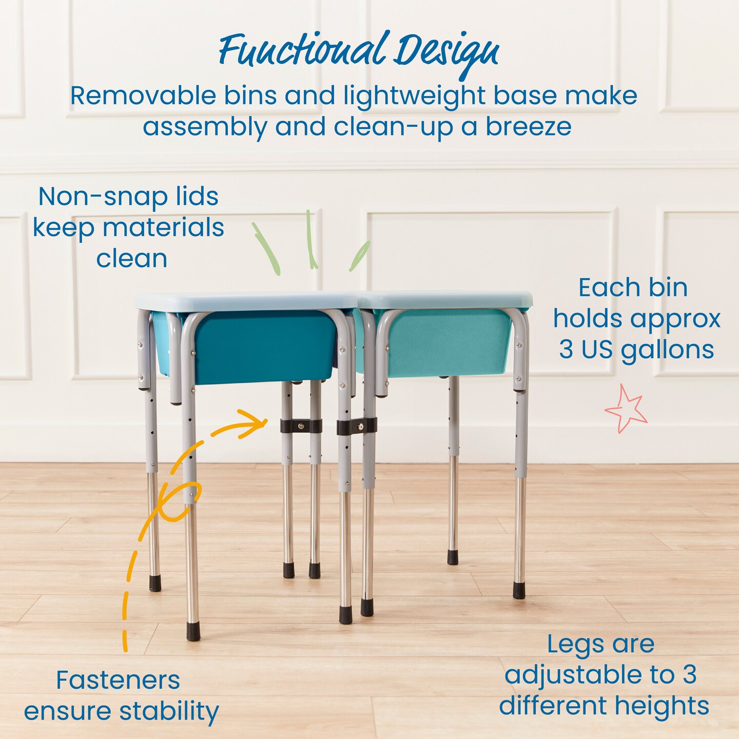 2-Station Sand and Water Adjustable Play Table, Sensory Bins