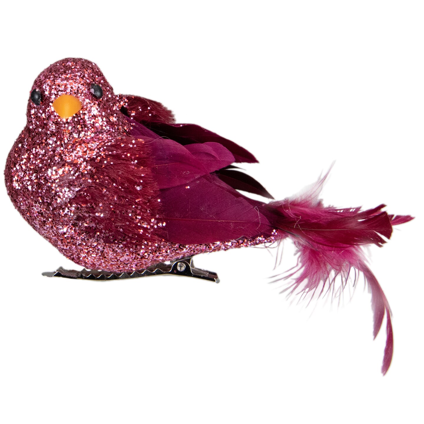 Northlight Glitter Left Facing Bird Clip-on Christmas Ornament - 4&#x22; - Berry Pink