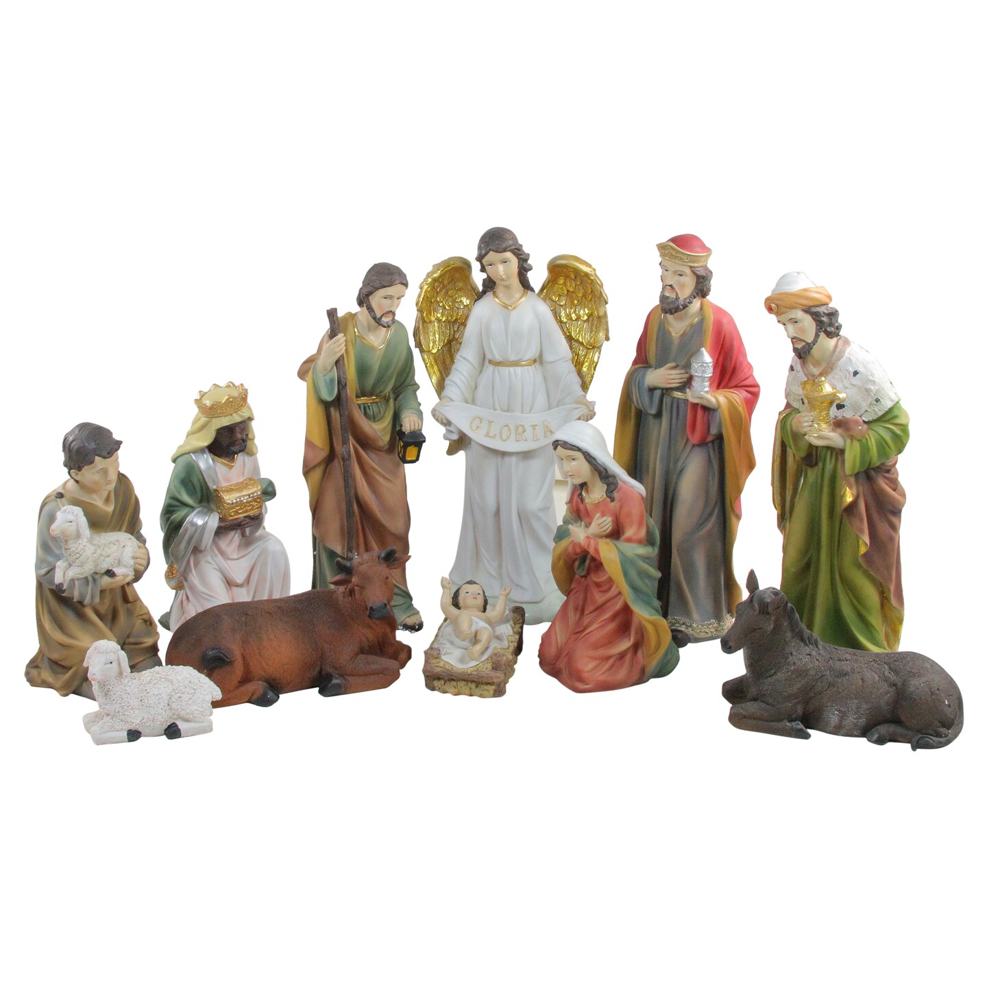 Northlight 11-Piece Green and White Religious Christmas Nativity Figurines Set - 19.5&#x201D;