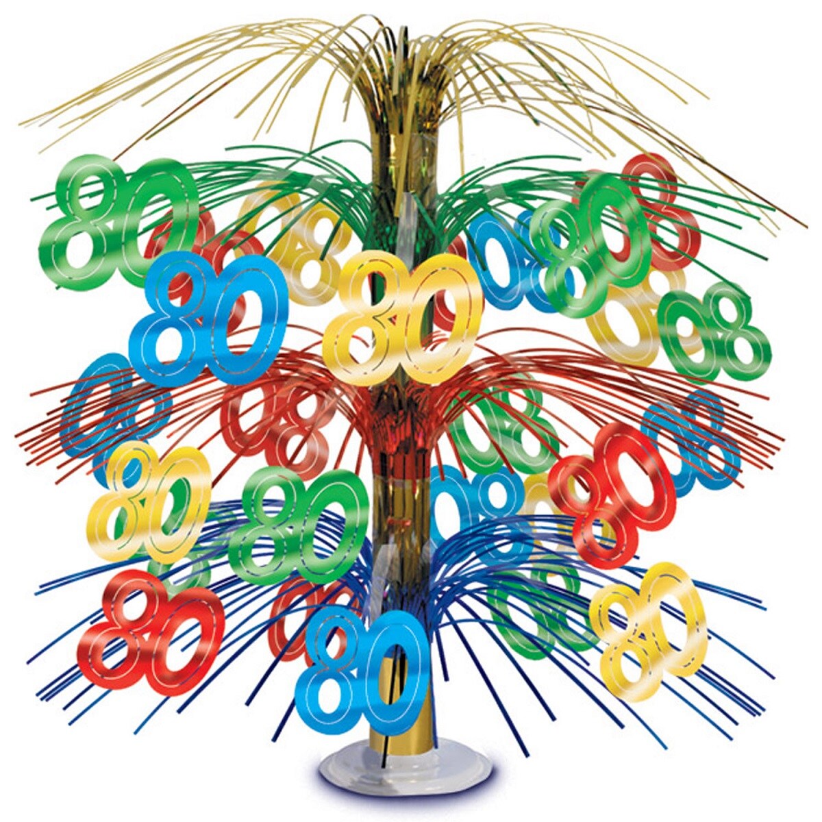 Beistle Pack of 6 Multi-Colored Happy &#x22;80th&#x22; Birthday Party Cascading Table Centerpieces 18&#x22;