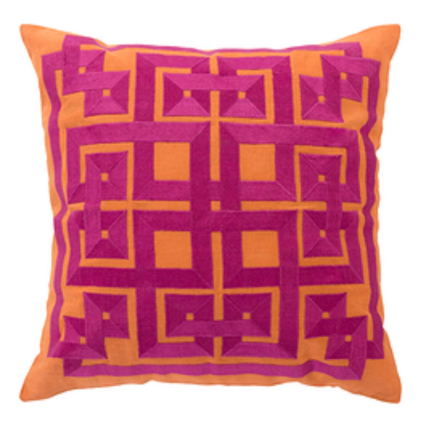 Tiwari Home 22" Burnt Orange and Magenta Pink Square Throw Pillow