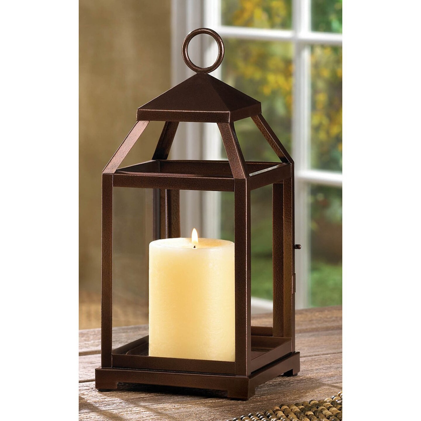 Gallery of Light Home Decorative Burnished Copper Candle Lantern - 12 inches