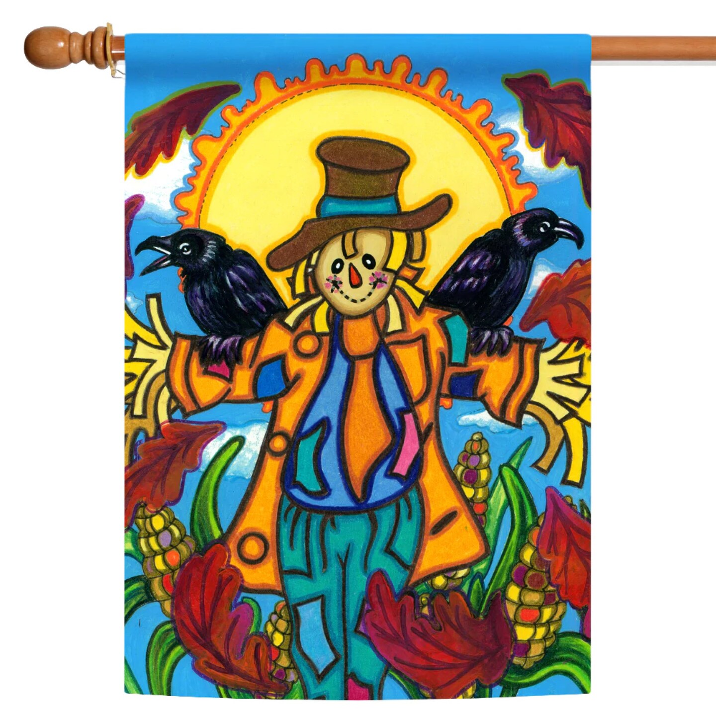 Toland Home Garden Cornfield Scarecrow and Crows Fall Harvest Outdoor Flag - 40&#x22; x 28&#x22;