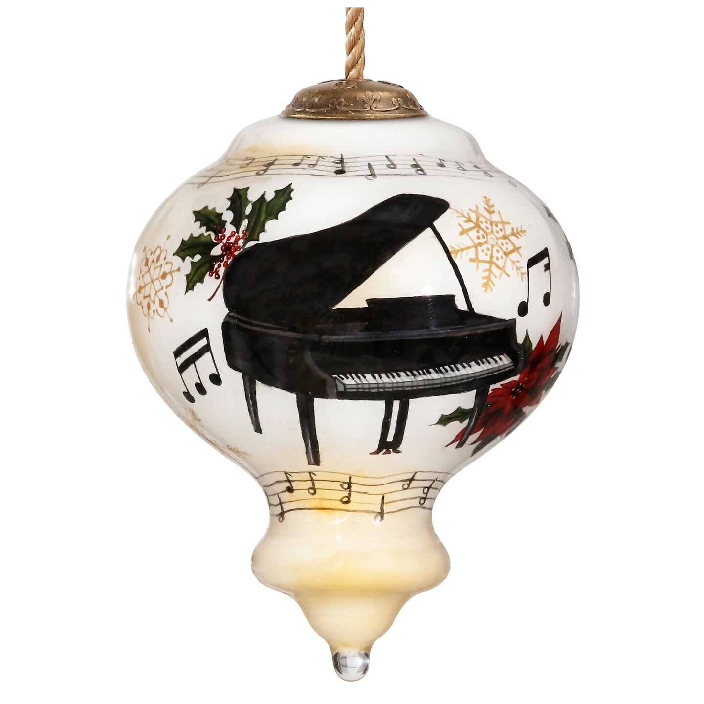 CC Christmas Decor 3.75&#x22; White and Black Christmas Piano Glass Ornament
