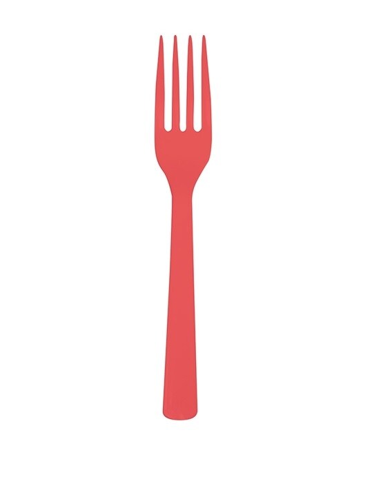 Party Central Club Pack of 288 Coral Red Premium Heavy-Duty Party Forks 1&#x22;