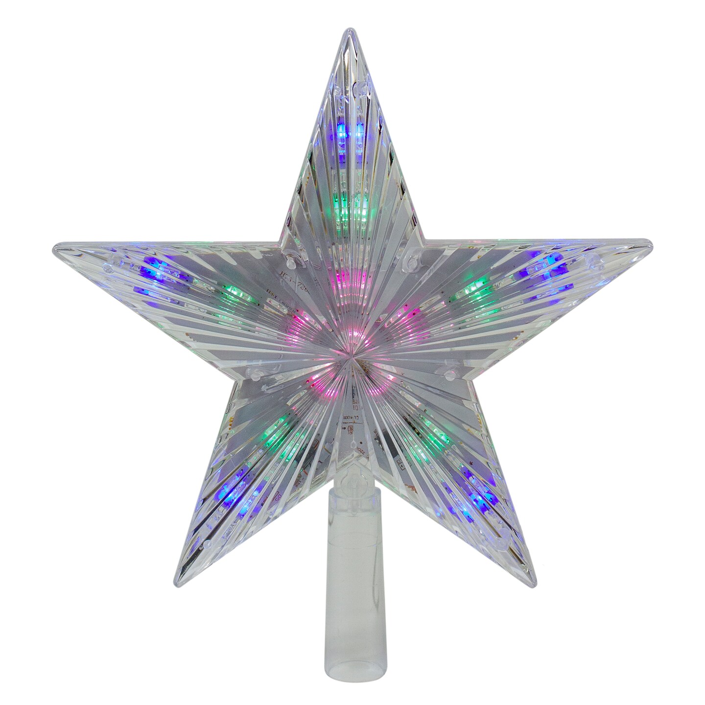 Hofert 9.5&#x22; Lighted Clear 5 Point Star Christmas Tree Topper - Multicolor LED Lights