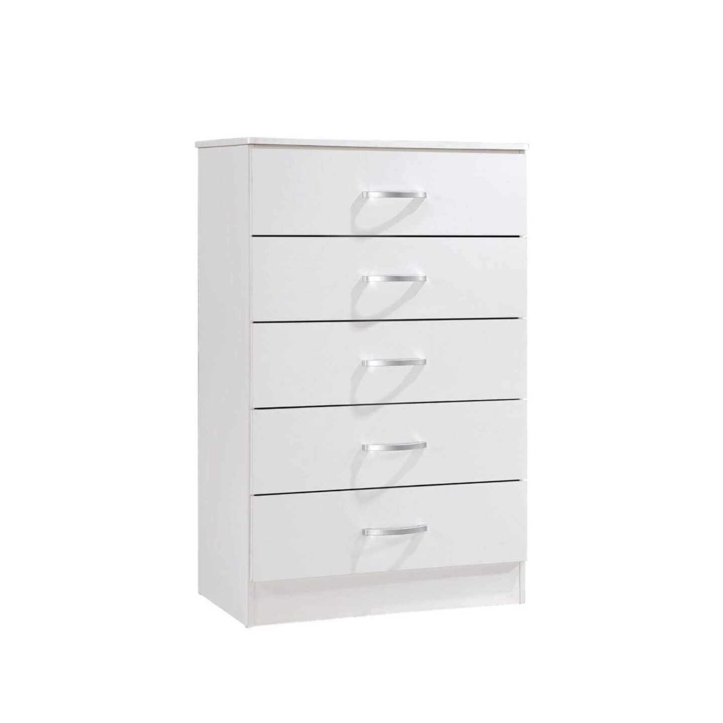 Contemporary Home Living 47.75" White and Silver Rectangular 5-Drawer Chest