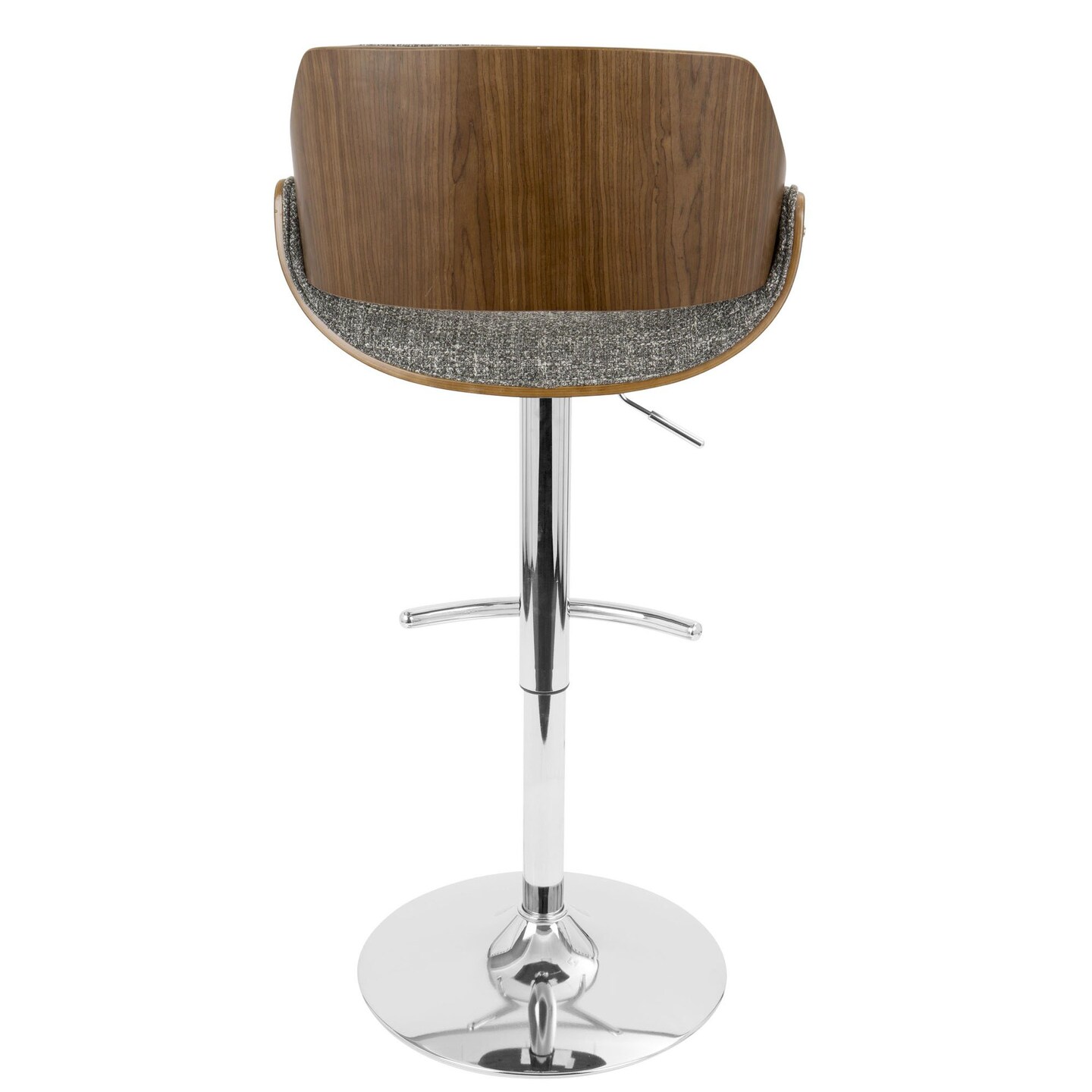 Fabrizzi Mid-Century Modern Adjustable Barstool with Swivel in Walnut