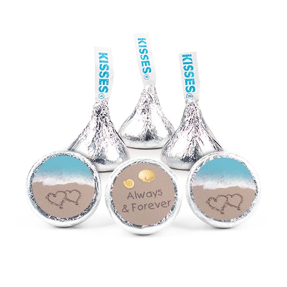 324ct Beach Wedding Stickers for Hershey&#x27;s Kisses Candy Favors for Guests Blue - By Just Candy