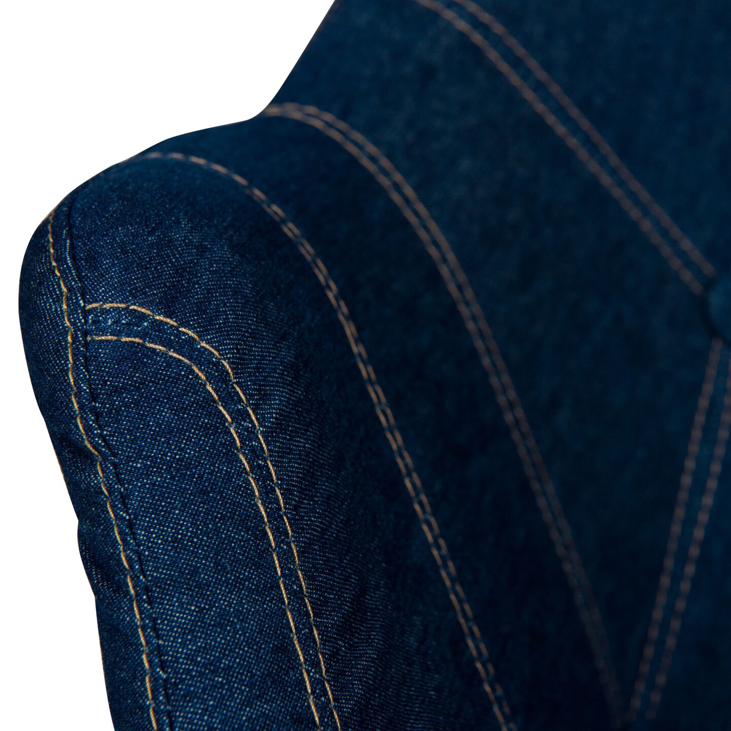LeisureMod Milburn Tufted Denim Lounge Chair - Denim