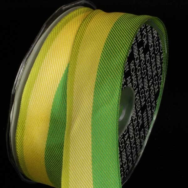 The Ribbon People Green and Yellow Stripe Wired Craft Ribbon 1.5" x 54 Yards