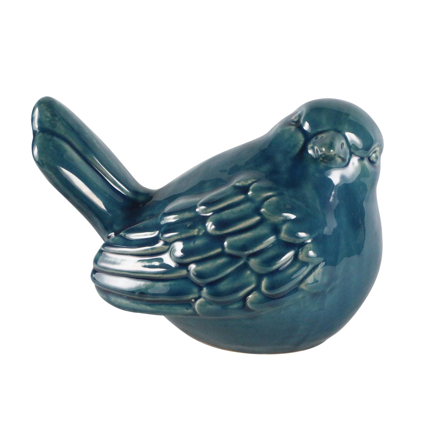 Kingston Living 10&#x22; Turquoise Blue Ceramic Distressed Finish Bird Decorative Figurine