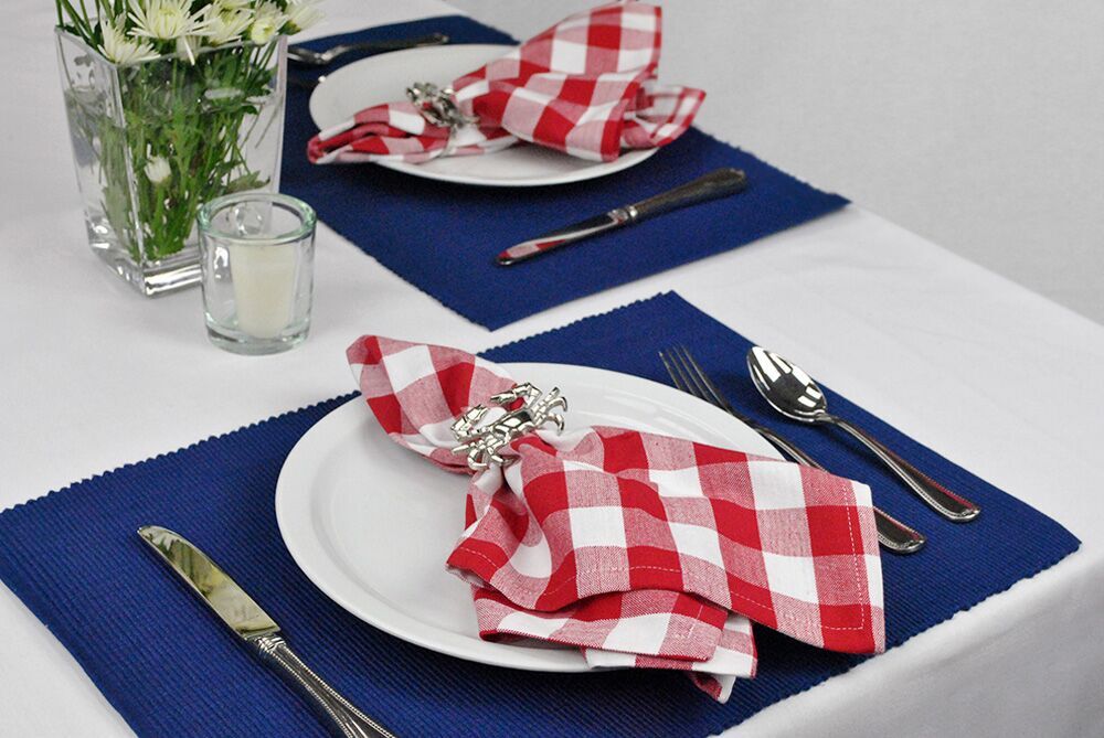 Contemporary Home Living Pack of 6 Navy Blue Rectangular Cloth Placemats 19&#x22;