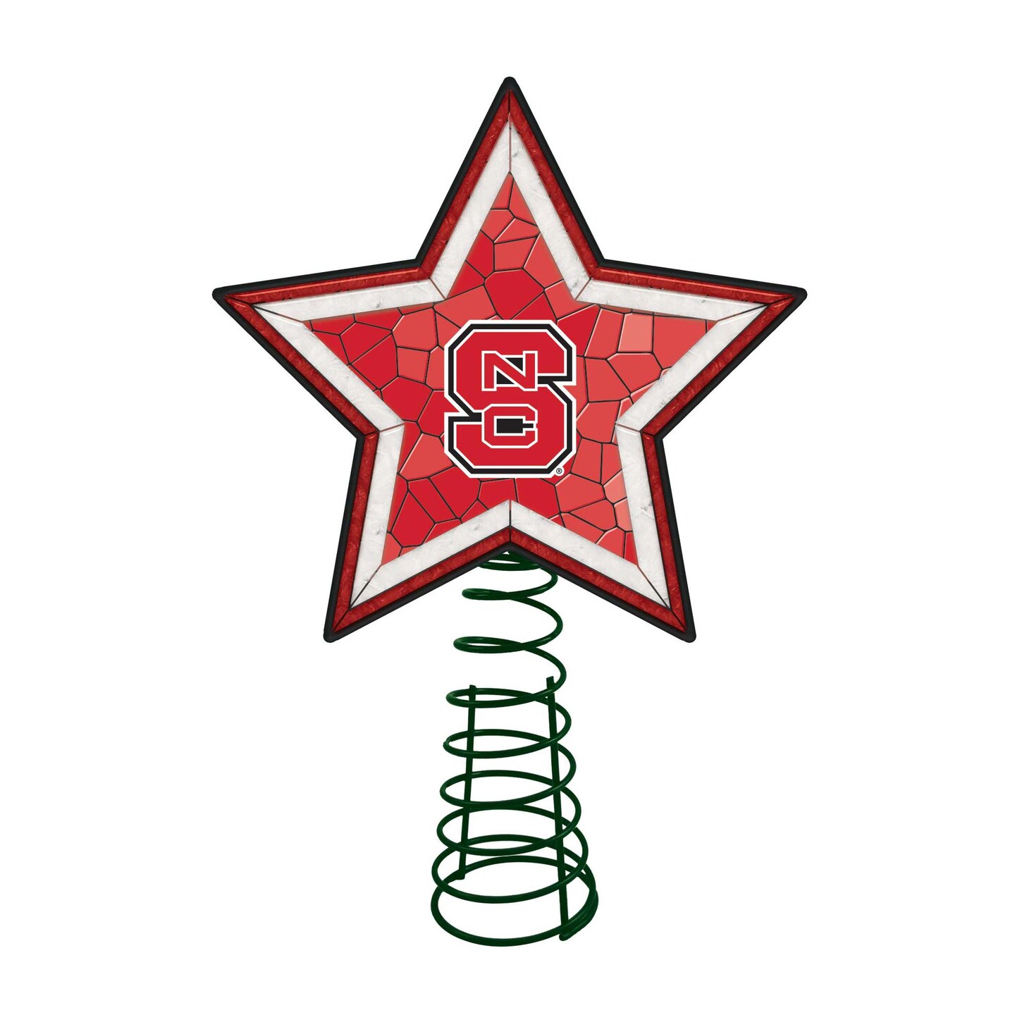 The Memory Company 10" Lighted Red and White Star NCAA NC State Wolfpack Christmas Tree Topper